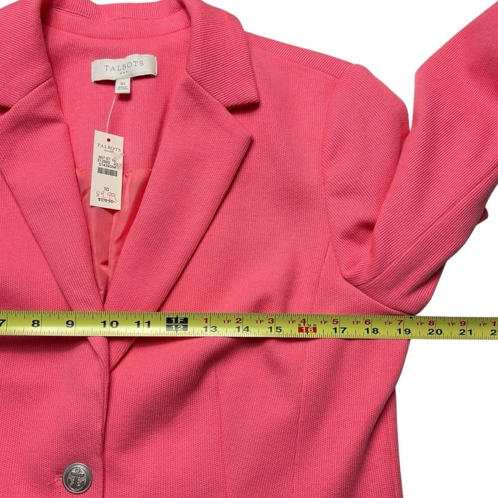 NEW Talbots Cotton Knit Blazer Jacket Size 10 Coral Lined Back Vent Classic - Picture 7 of 11
